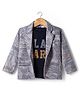 Dapper Dudes Woven Full Sleeves Printed Blazer With Play Hard Inner Tee - Grey