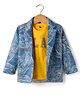 Dapper Dudes Woven Full Sleeves Printed Blazer With Play Hard Inner Tee - Blue