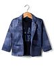 Dapper Dudes Cotton Woven Full Sleeves Text Printed Blazer With Tee - Navy Blue