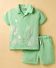 Dapper Dudes Knit Half Sleeves Trees & Duck Printed Shirt & Shorts Set - Sea Green