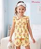 Honeyhap Premium 100% Cotton Knit With Bio Finish Sleeveless Top & Shorts Co-ord Set with Floral Print - Pastel Yellow