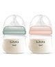 tutots Twirl Anti-Colic Wide Neck BPA Free Baby Feeding Bottle Turbo Vent Nipple Pack - 125 ml (Green+Peach)