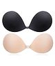 Favon Pack of 2 Reusable Strapless Sticky Invisible Push Up Silicone Bra for Women (Black and Beige)