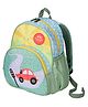 Faber Castle 12 Inches School Backpack with Car Print - Light Green