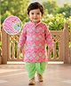 EARTHY TOUCH Cotton Woven Full Sleeves Floral Printed Kurta & Dhoti Set - Pink
