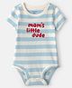 Carter's 100% Cotton Knit Half Sleeves Striped & Text Printed Onesies - Sea Green