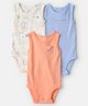 Carter's 100% Cotton Knit Sleeveless Printed Onesies Pack Of 3 ( Colour May Vary )