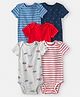 Carter's 100% Cotton Knit Half Sleeves Onesies Pack Of 5 ( Colour May Vary )