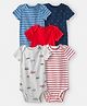 Carter's 100% Cotton Knit Half Sleeves Onesies Pack Of 5 ( Colour May Vary )