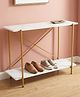 Ecofynd Jr Elix 2-Tier Metal Storage Bench for Entryway, Stable Shoe Organizer Living Room, Entry Footwear Rack Holds Up to 70 Kg, Strong, Non-Slip Feet, X-Cross Brace at Back