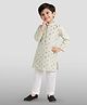 JBN Creation Rayon Woven Full Sleeves Sequins Embellished Abstract Embroidered Kurta & Pyjama Set - Off White