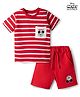 Babyhug Disney Single Jersey Knit Half Sleeves T-Shirt & Shorts Set with Mickey Mouse Graphics - Red
