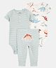 Carter's Cotton Knit Half Sleeves Onesies with Legging & Construction Vehicle Print - Sea Green