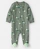 Carter's Cotton Knit Full Sleeves Footed Sleep Suit With Rhino Print - Olive Green