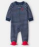Carter's Cotton Knit Full Sleeves Footed Sleep Suit With Rhino Print - Blue