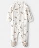 Carter's Cotton Knit Full Sleeves Footed Sleep Suit With Rhino Print - Ivory