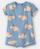 Carter's 100% Cotton Woven Half Sleeves Rhino Printed Romper - Light Blue