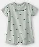 Carter's 100% Cotton Knit Half Sleeves Snail Printed Romper - Light Green
