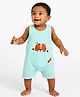 ZAMB-BO Cotton Woven Sleeveless Animal Designed Romper - Electric Blue