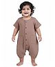 ZAMB-BO Cotton Woven Half Sleeves Solid Romper - Brown