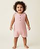 ZAMB-BO Cotton Woven Sleeveless Solid Romper - Pink