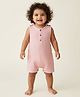 ZAMB-BO Cotton Woven Sleeveless Solid Romper - Pink