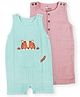 ZAMB-BO Cotton Woven Pack Of 2 Sleeveless Solid & Animal Printed Rompers - Blue & White