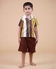 ZAMB-BO Cotton Woven Half Sleeves Striped Shirt & Shorts Set - Brown