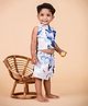 ZAMB-BO Cotton Woven Sleeveless Abstract Printed Top & Shorts Set - White