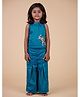 ZAMB-BO Cotton Woven Sleeveless Elephant Embroidered Top & Palazzo Set - Green