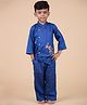 ZAMB-BO Cotton Woven Full Sleeves Elephant Embroidered Shirt & Pants Set - Blue
