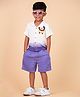 ZAMB-BO Cotton Woven Half Sleeves Lion Embroidered Ombre Shirt & Shorts Set - Violet