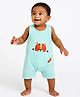 ZAMB-BO Cotton Woven Sleeveless Animal Designed Romper - Green