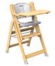 Autoru Wooden Infant High Chair H1 with Soft Grey Cushion | Foldable | 3 Adjustable Heights (6 60 Months), Natural Pine Wood.