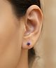 Eloish 925 Sterling Silver Stone Studded Earrings - Purple