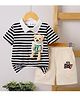 Mark & Mia Cotton Half Sleeves T-Shirt & Shorts Set With Teddy Applique - Black