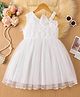 Mark & Mia Knit Sleeveless Party Dress with Floral Embroidery & Bow Applique - White