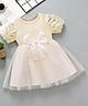 Mark & Mia Half Sleeves Party Dress With Bow Applique - Beige