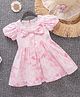 Mark & Mia Half Sleeves Floral Printed Frock with Bow Applique - Pink