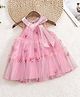 Mark & Mia Sleeveless Butterfly Printed Party Frock With Bow Applique - Pink