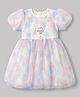 Mark & Mia Half Sleeves Bear & Kitty Printed Party Frock - Multicolor