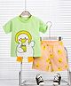 Mark & Mia Cotton Half Sleeves T-Shirt & Shorts Set With Duck Print - Green
