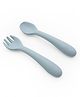 BabyStreet (Silicone Spoon & Fork) (FDA Approved, Non-Toxic, Self-Feeding) (130 mm x 30 mm) - 120 g Cloud