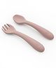BabyStreet (Silicone Spoon & Fork) (FDA Approved, Non-Toxic, Self-Feeding) (130 mm x 30 mm) - 120 g Blush