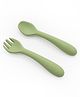 BabyStreet (Silicone Spoon & Fork) (FDA Approved, Non-Toxic, Self-Feeding) (130 mm x 30 mm) - 120 g Olive