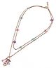 Pine Kids Metal Necklace For Kids With Beads & Floral Charm - Multicolor