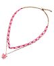 Pine Kids Metal Necklace For Kids With Beads & Butterfly Charm - Pink & Gold