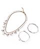 EARTHY TOUCH Female Jewellery Set Combo Bracelet and Neck Chain - White & Blue