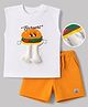 Mark & Mia 100% Cotton Knit Sleeveless Tee & Shorts Set With Print & Applique - Orange