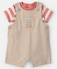 Carter's Cotton Knit Half Sleeves Striped Tee & Dungaree Set - Tan